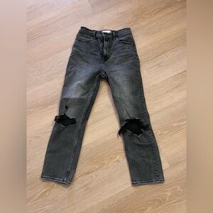 Abercrombie and fitch black wash jeans ankle straight ultra high rise